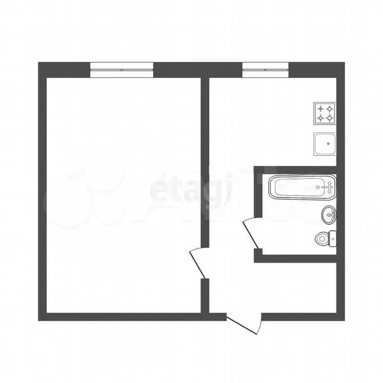 1-к. квартира, 29 м, 1/5 эт. - Фото 0