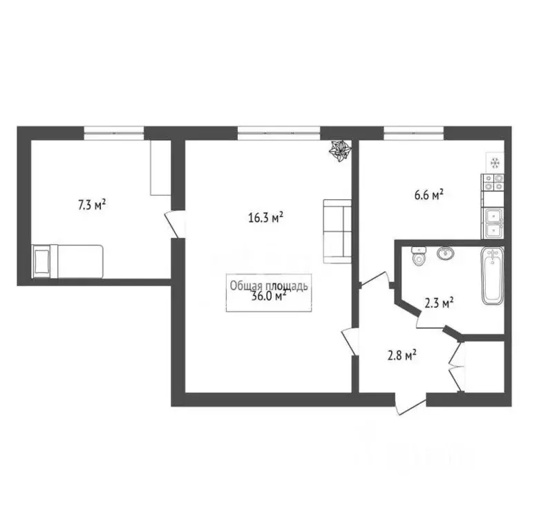 2-к кв. Новосибирская область, Обь ул. Калинина, 27 (36.0 м) - Фото 2