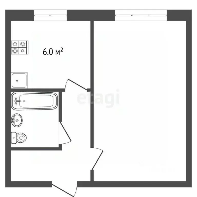 1-к кв. Владимирская область, Муром Нижегородская ул., 29 (28.0 м) - Фото 0