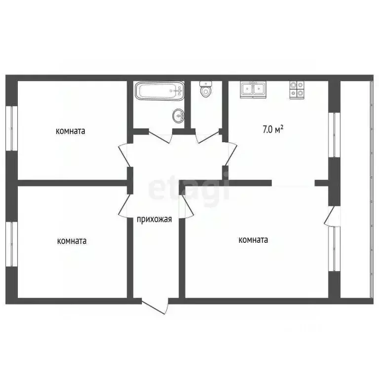 3-к кв. Саратовская область, Энгельс ул. Ленина, 14 (65.0 м) - Фото 2