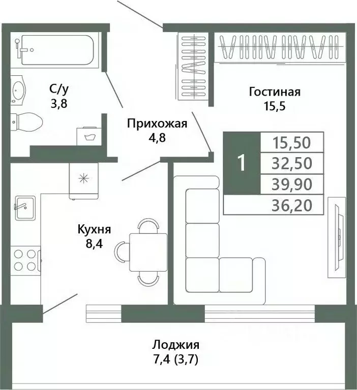 1-к кв. Кемеровская область, Кемерово 64-й мкр, Лучи жилой комплекс ... - Фото 2