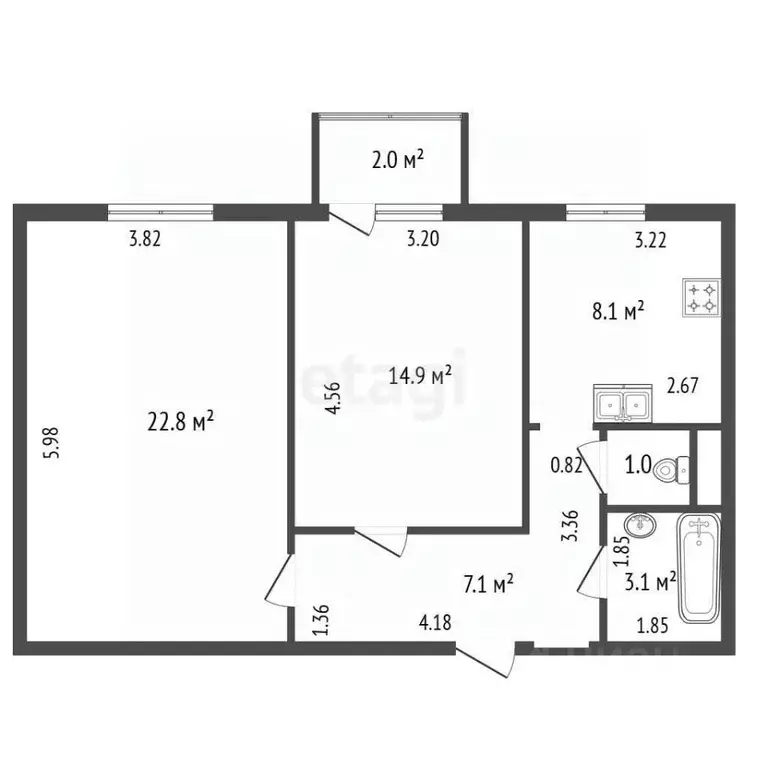 2-к кв. Санкт-Петербург Бассейная ул., 27 (57.0 м) - Фото 2