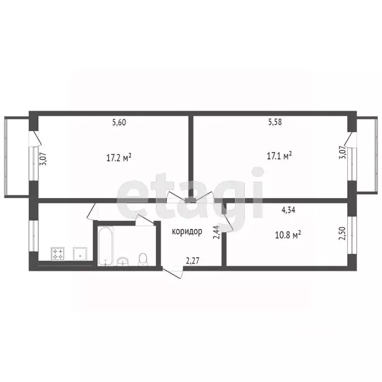 3-к кв. Ханты-Мансийский АО, Сургут ул. Мелик-Карамова, 90 (61.0 м) - Фото 2