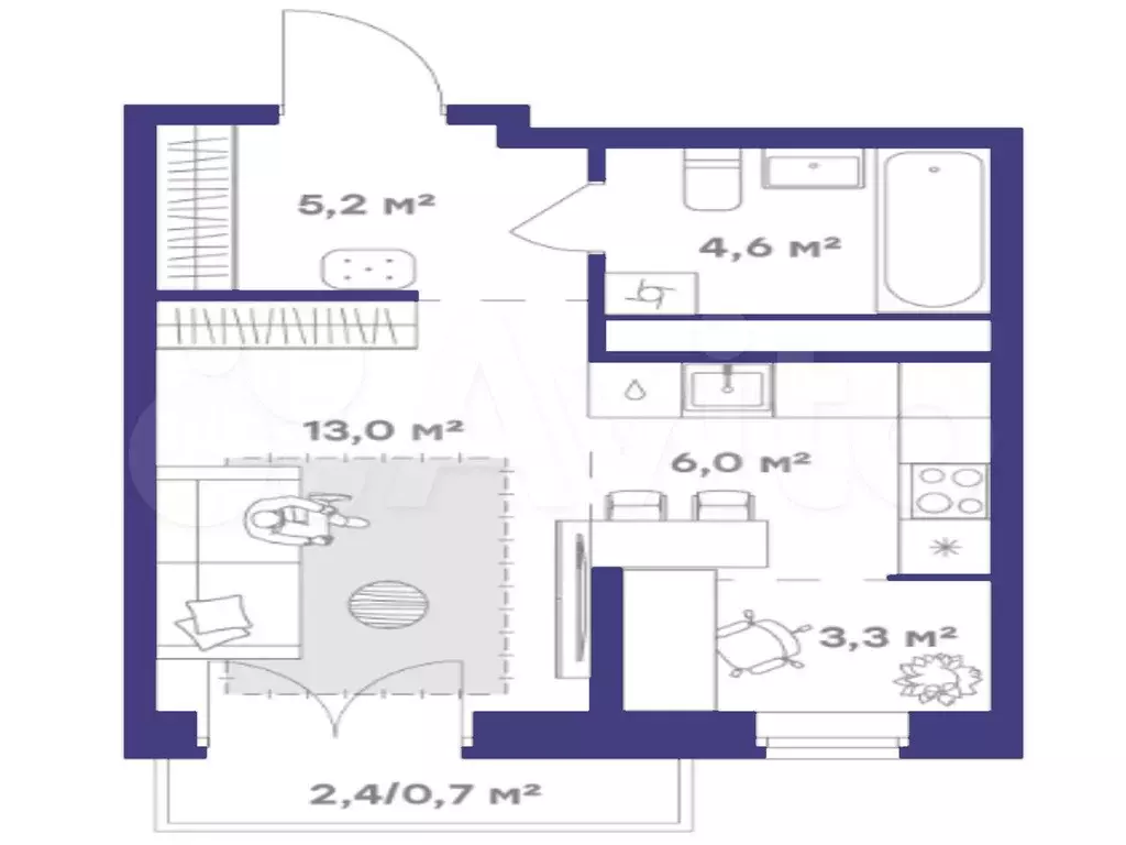 Квартира-студия, 32,8 м, 14/20 эт. - Фото 1
