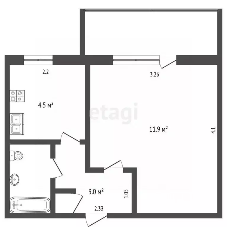 1-к кв. Саха (Якутия), Якутск ул. Лермонтова, 138/2 (21.3 м) - Фото 2