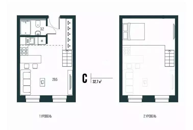 Студия Санкт-Петербург ул. Блохина, 6/3 (32.7 м) - Фото 1