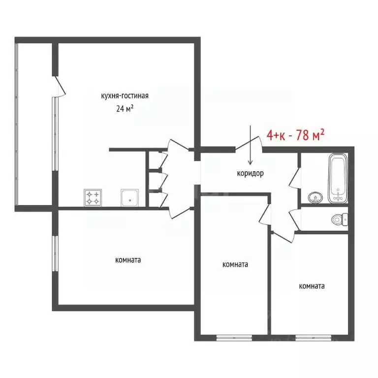 4-к кв. Свердловская область, Екатеринбург ул. Техническая, 152 (78.1 ... - Фото 2