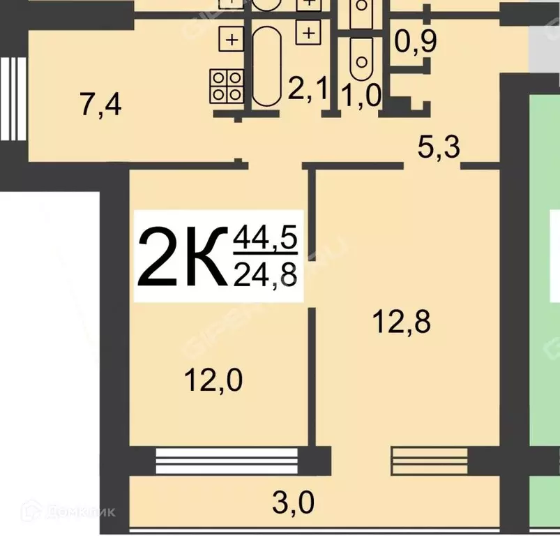 Продаётся 2-к квартира, 44.6 м - Фото 0