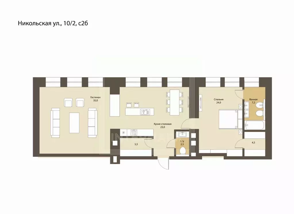 2-к кв. Москва Никольская ул., 10/2С2б (105.0 м) - Фото 2