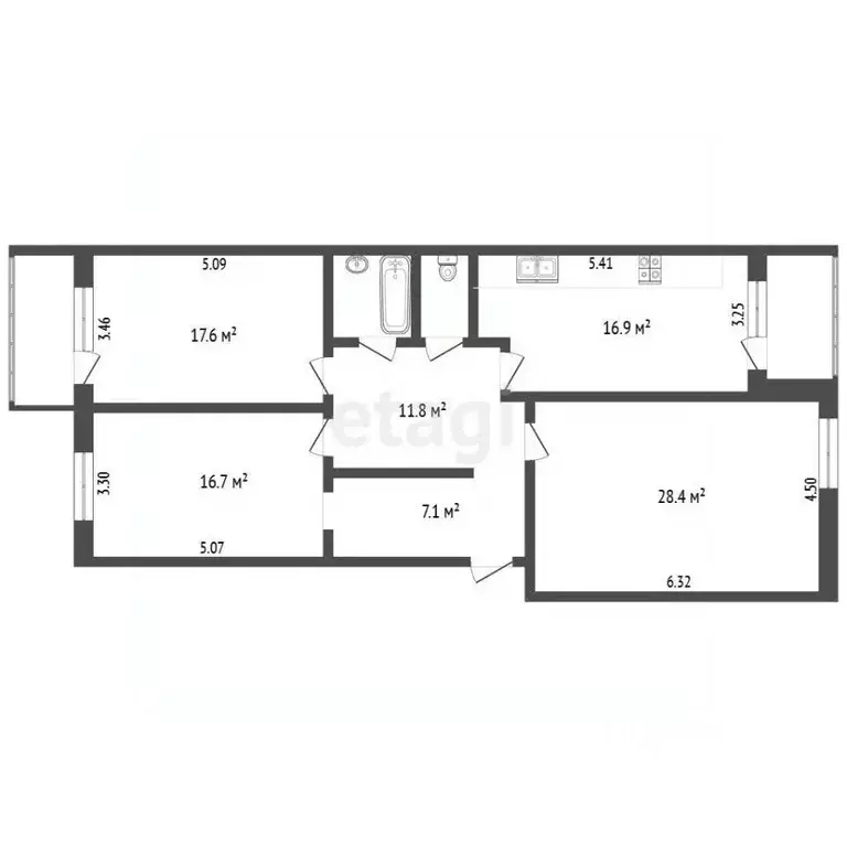 3-к кв. Вологодская область, Вологда Пригородная ул., 8Г (106.1 м) - Фото 2