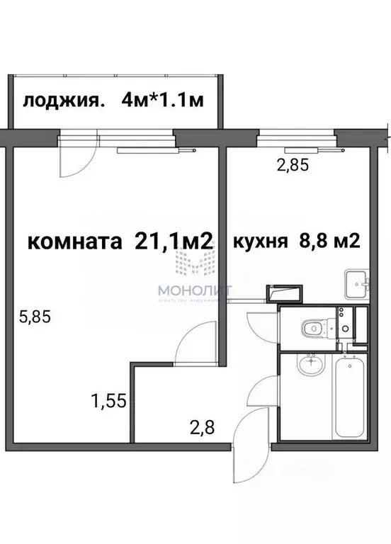 1-к кв. Москва Солнцевский просп., 9 (39.4 м) - Фото 2