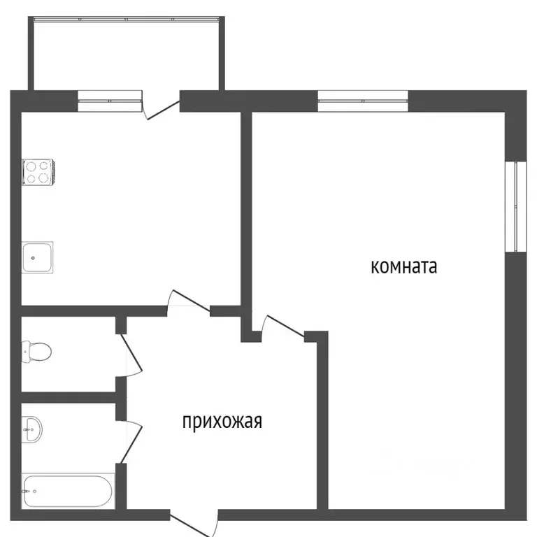 1-к кв. Ханты-Мансийский АО, Сургут Комсомольский просп., 9 (42.9 м) - Фото 1