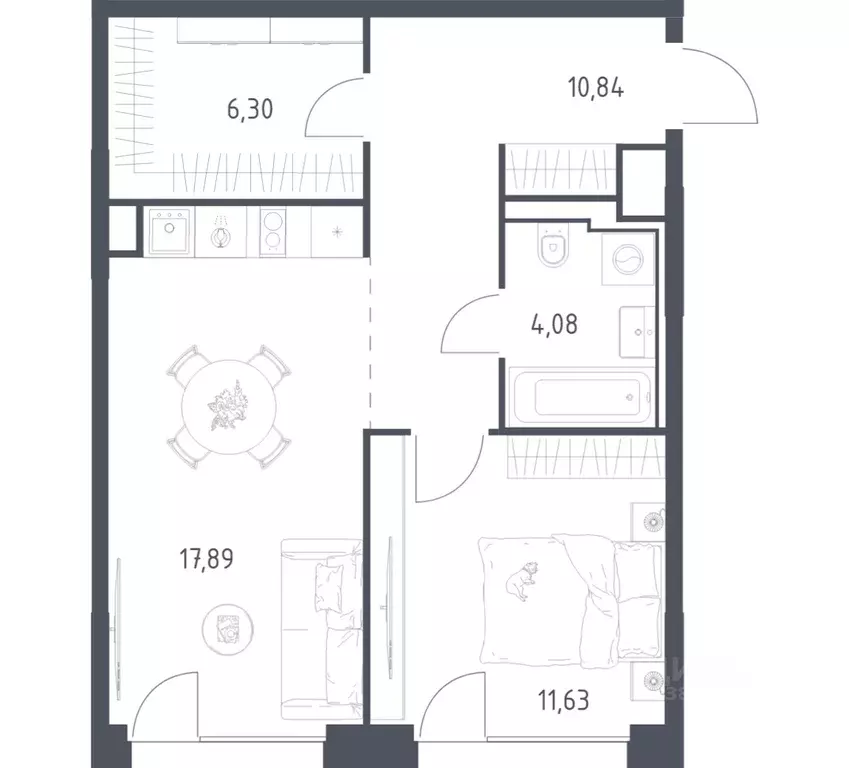 1-к кв. Москва Квартал на воде жилой комплекс, к5 (50.74 м) - Фото 1