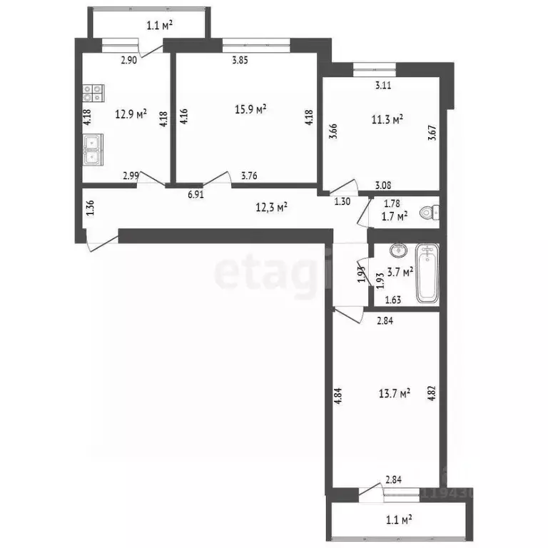 3-к кв. Мордовия, Саранск ул. Попова, 64В (70.0 м) - Фото 2