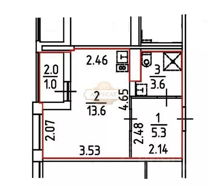Студия Санкт-Петербург ул. Вадима Шефнера, 10к1 (22.5 м) - Фото 2