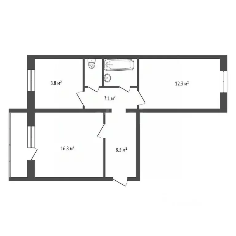 2-к кв. Красноярский край, Красноярск ул. Алеши Тимошенкова, 79 (53.0 ... - Фото 2