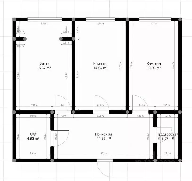 2-к кв. Кабардино-Балкария, Нальчик ул. Чернышевского, 201В (66.0 м) - Фото 2