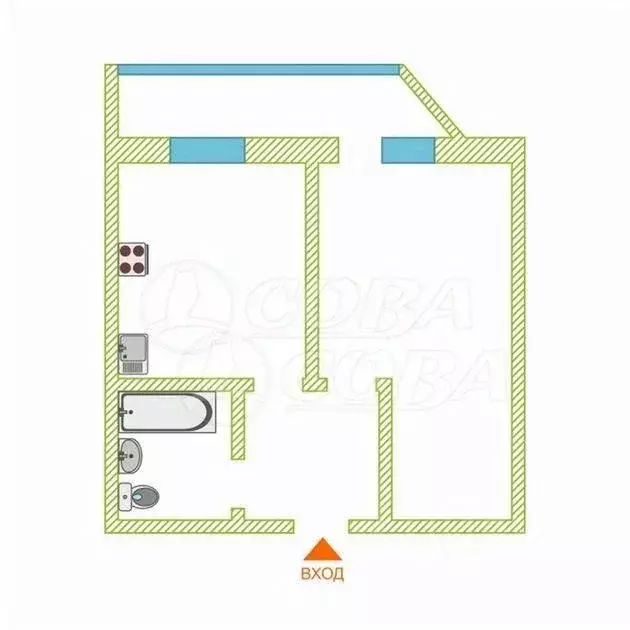 1-к кв. Тюменская область, Тюмень ул. Карла Маркса, 8 (37.0 м) - Фото 1