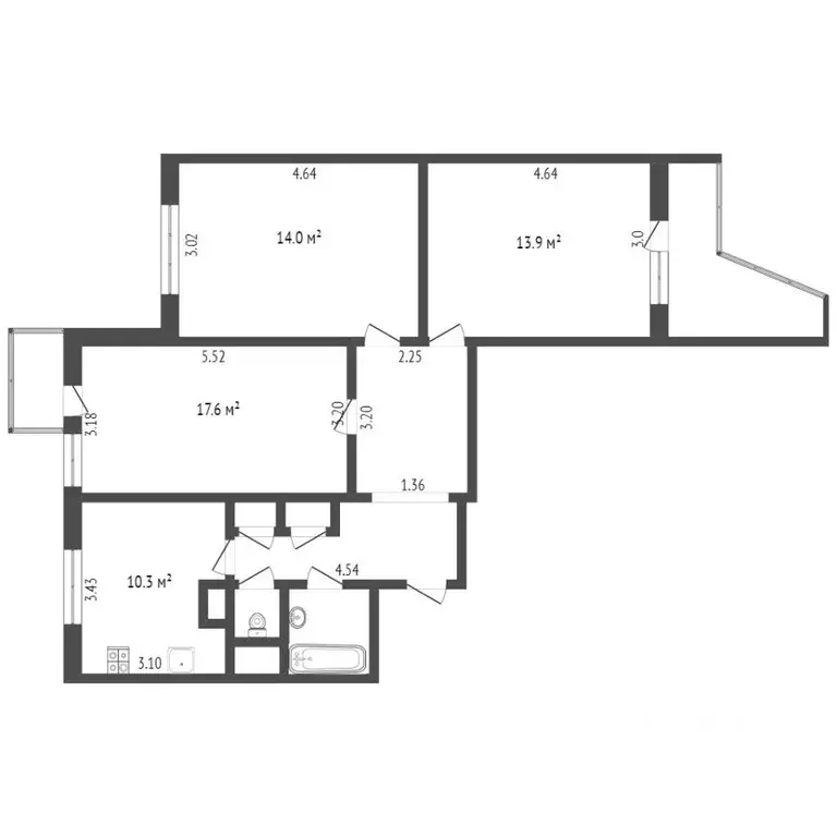 3-к кв. Москва ул. Менжинского, 32К1 (78.0 м) - Фото 1