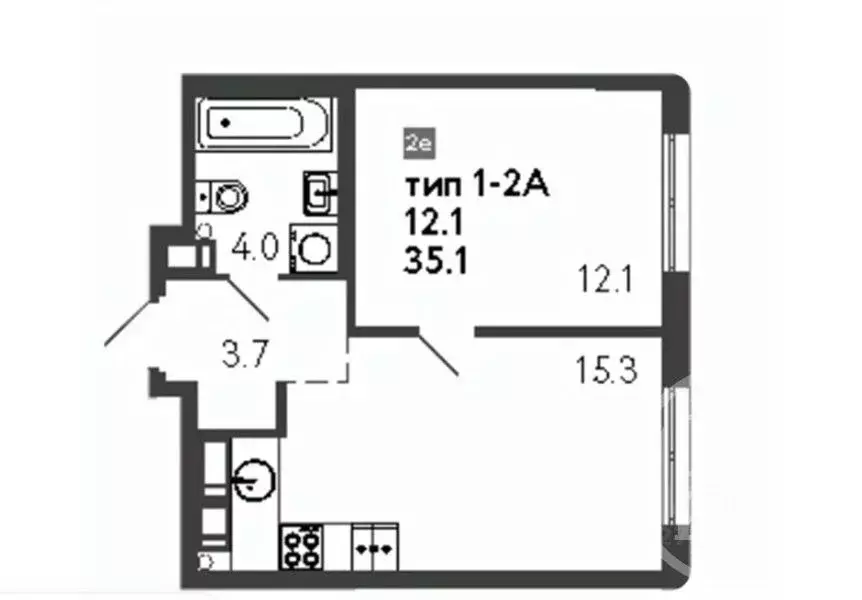 1-к кв. Санкт-Петербург ул. Шостаковича, 3к1 (35.1 м) - Фото 1