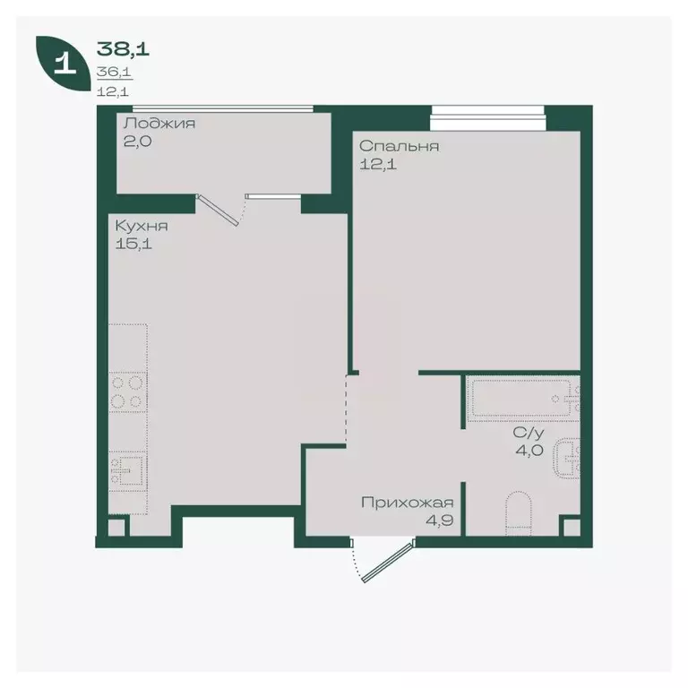 1-к кв. Краснодарский край, Краснодар Ботаника жилой комплекс (38.1 м) - Фото 1