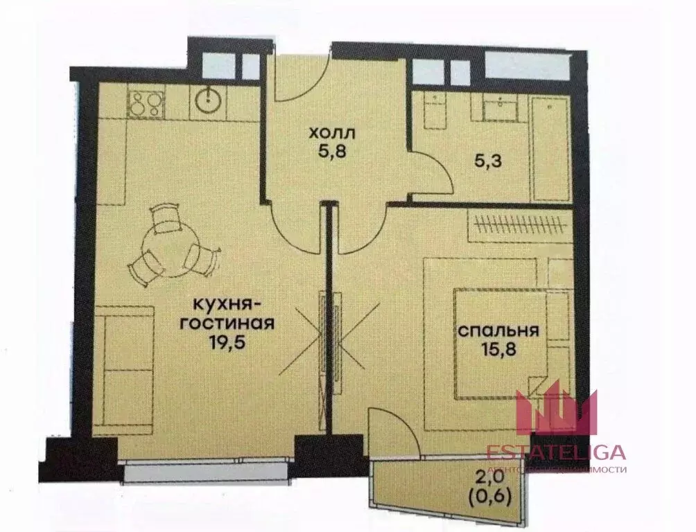 1-комнатная квартира: Москва, улица Янковского, 1к3 (47.6 м) - Фото 0