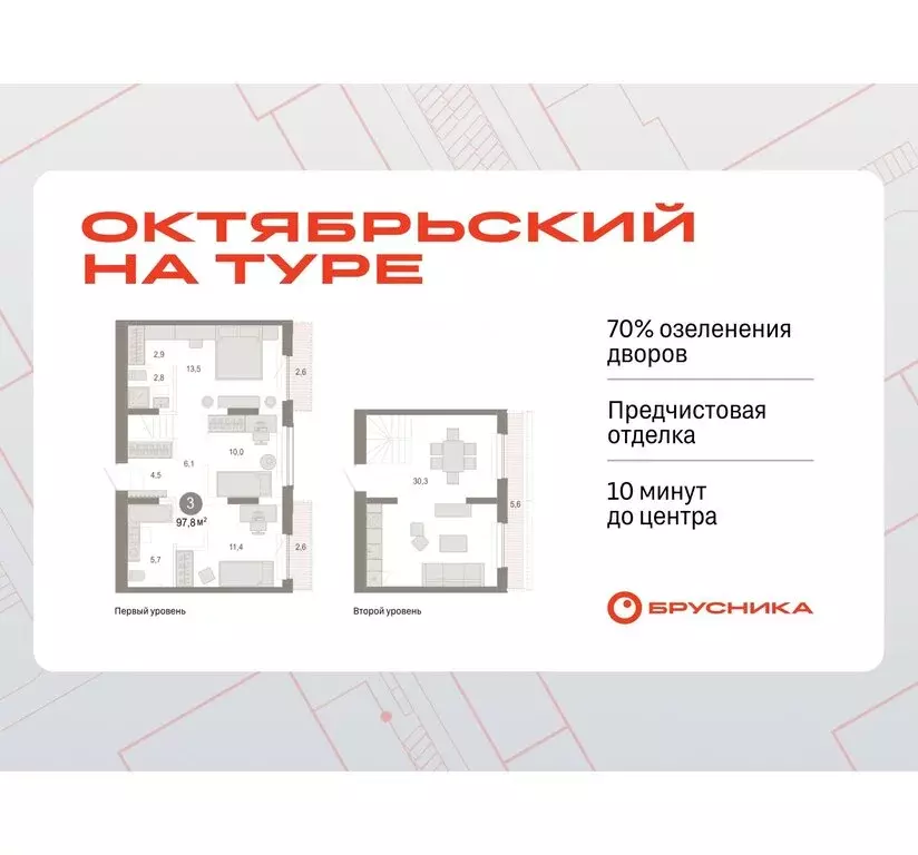 3-комнатная квартира: Тюмень, микрорайон ДОК, ЖК Октябрьский на Туре ... - Фото 0