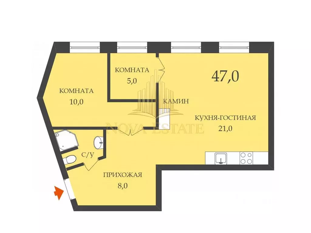 2-к кв. Санкт-Петербург Большая Пушкарская ул., 45 (47.3 м) - Фото 2