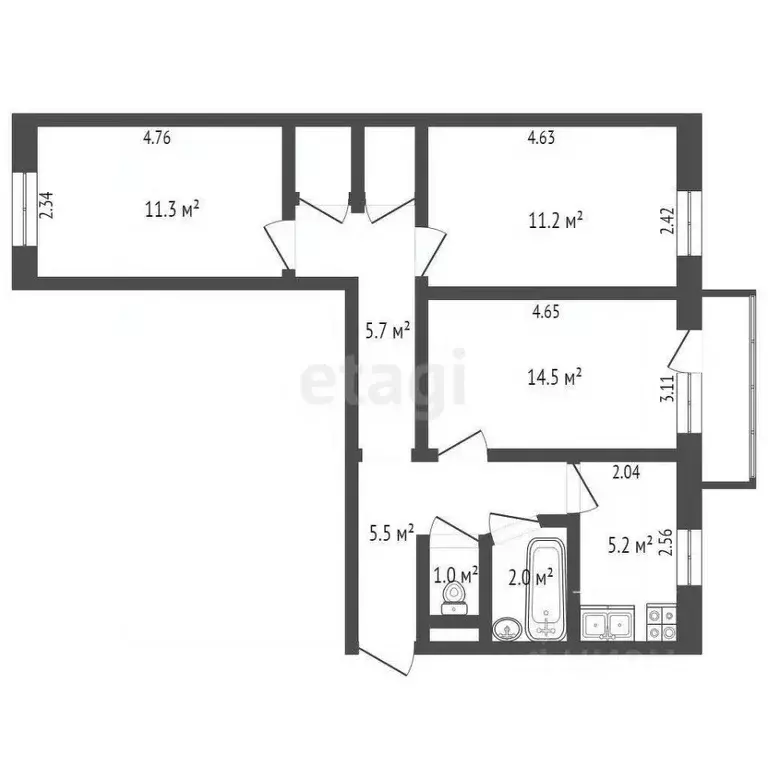 3-к кв. Севастополь просп. Генерала Острякова, 87 (57.3 м) - Фото 1