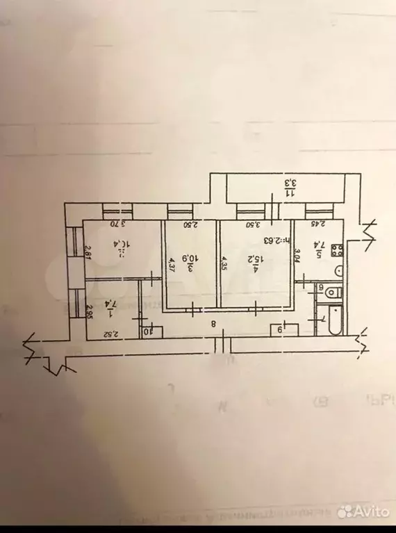 4-к. квартира, 69,3 м, 8/9 эт. - Фото 0