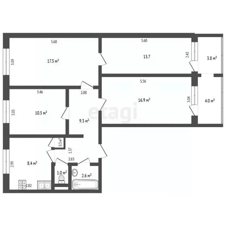 4-к кв. Хабаровский край, Комсомольск-на-Амуре ул. Лазо, 86 (80.0 м) - Фото 2
