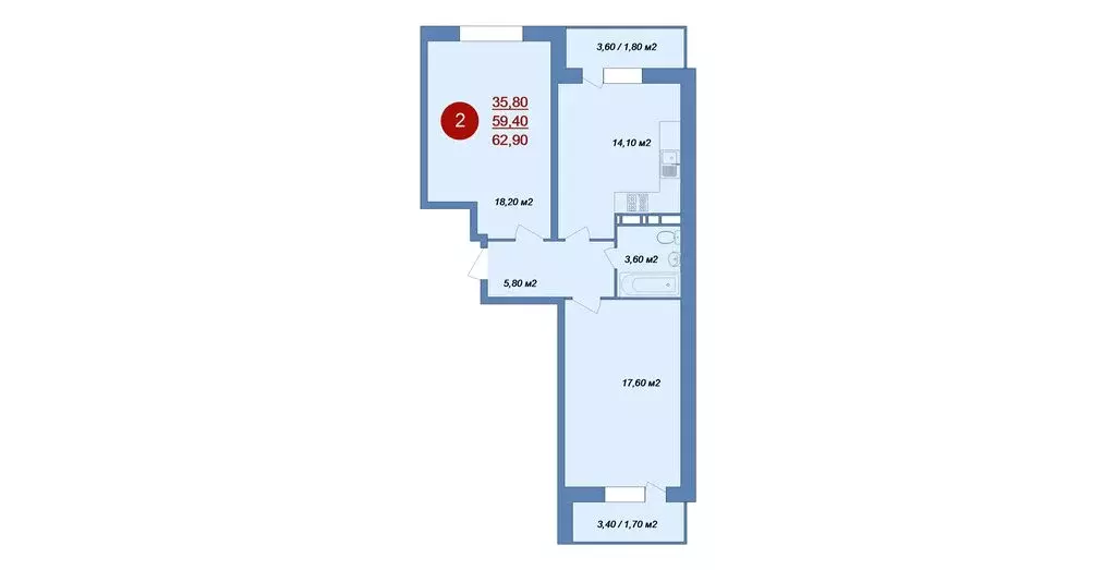 2-комнатная квартира: деревня Островцы, микрорайон Новые Островцы, ... - Фото 1