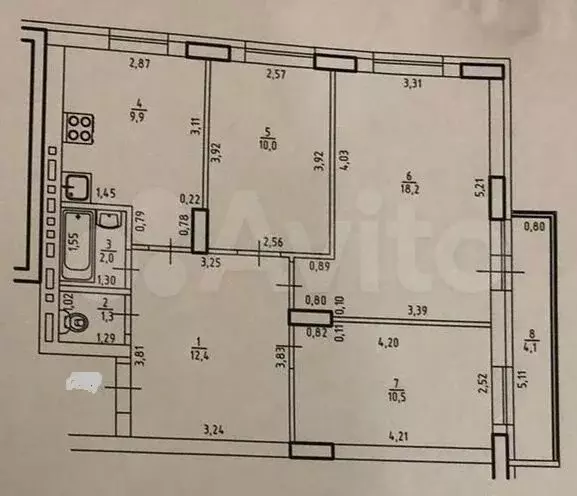 3-к. квартира, 64,3 м, 5/9 эт. - Фото 0