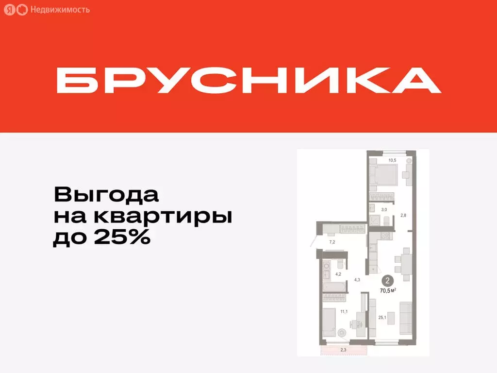 2-комнатная квартира: Тюмень, микрорайон ДОК, ЖК Октябрьский на Туре ... - Фото 0