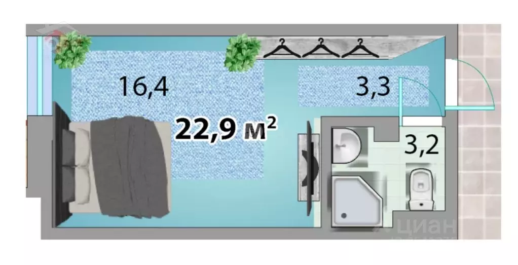 Студия Крым, Черноморское пгт ул. Сигнальная, 2Вс17 (23.0 м) - Фото 1