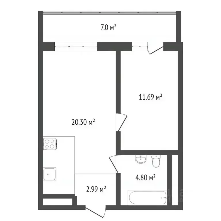 1-к кв. Ханты-Мансийский АО, Сургут ул. Ивана Захарова, 19 (40.0 м) - Фото 2
