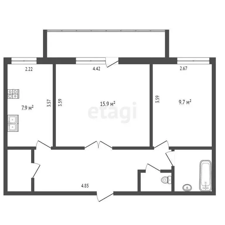 2-комнатная квартира: Тюмень, микрорайон Утешево, Школьная улица, 18 ... - Фото 1
