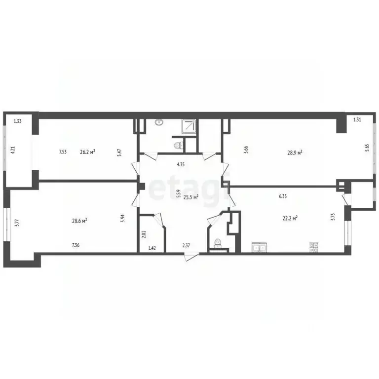3-к кв. Белгородская область, Белгород Академическая ул., 23а (145.0 ... - Фото 2