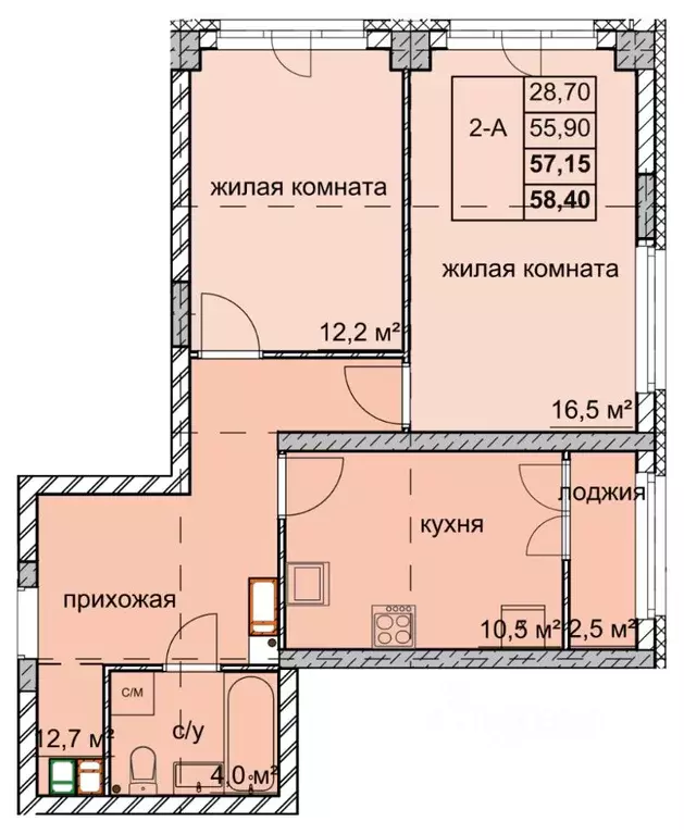 2-к кв. Нижегородская область, Нижний Новгород ул. Дружаева, 30 (57.15 ... - Фото 0