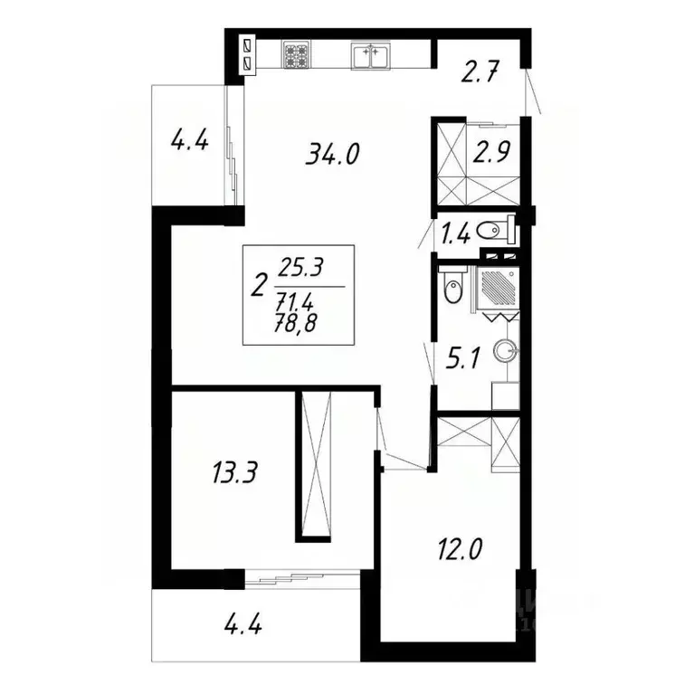 2-к кв. Ставропольский край, Ессентуки Озеро жилой комплекс (78.8 м) - Фото 1