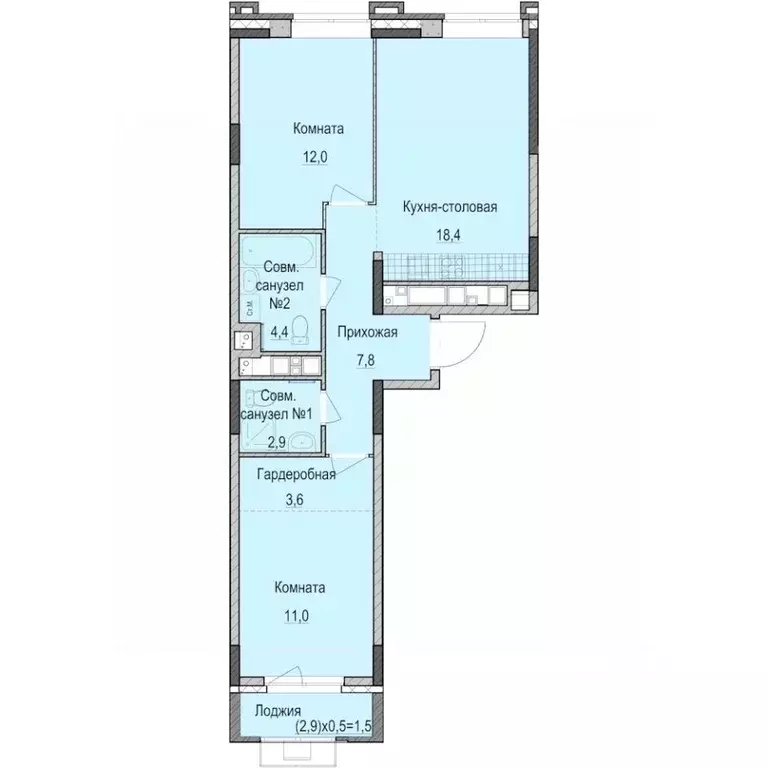 2-к кв. Татарстан, Казань Ферма-2 жилмассив,  (61.6 м) - Фото 0