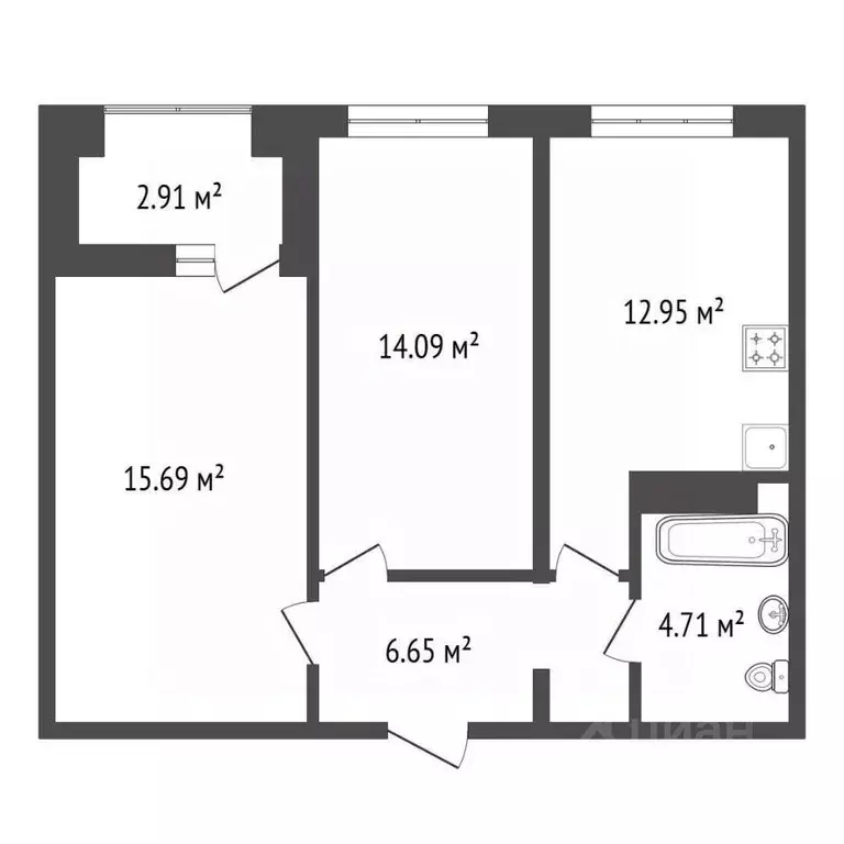 2-к кв. Иркутская область, Иркутск ул. Ивана Доронина, 9 (36.5 м) - Фото 2