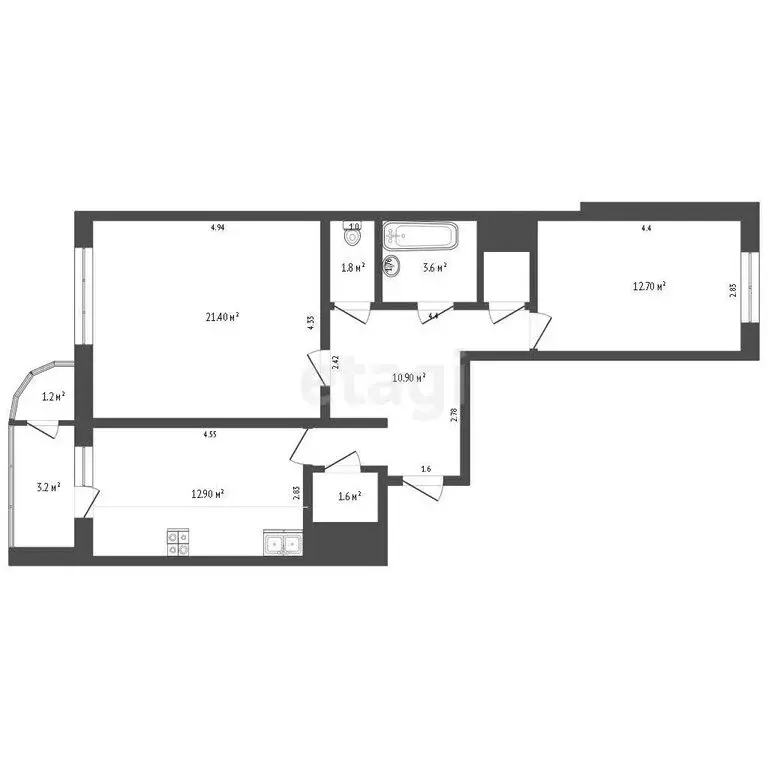 2-комнатная квартира: Дмитров, микрорайон имени В.Н. Махалина, 40 ... - Фото 1