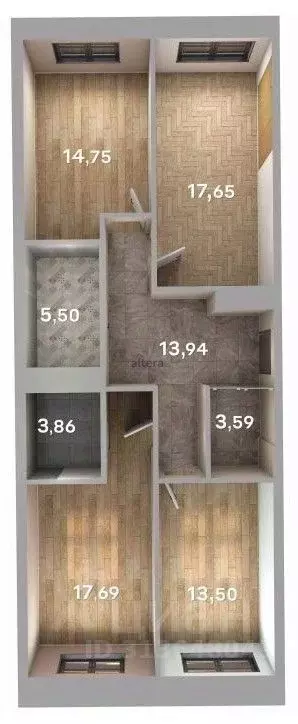 3-к кв. Татарстан, Казань ул. Сибгата Хакима, 62 (91.0 м) - Фото 0