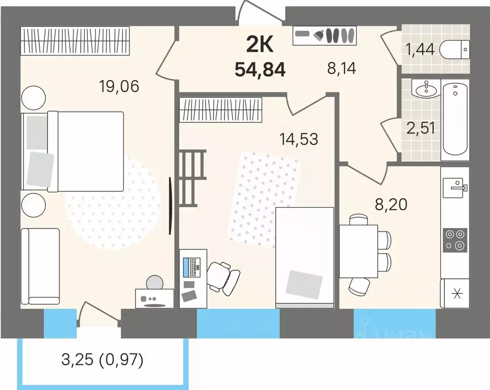 2-к кв. Пермский край, Пермский муниципальный округ, с. Култаево ул. ... - Фото 1