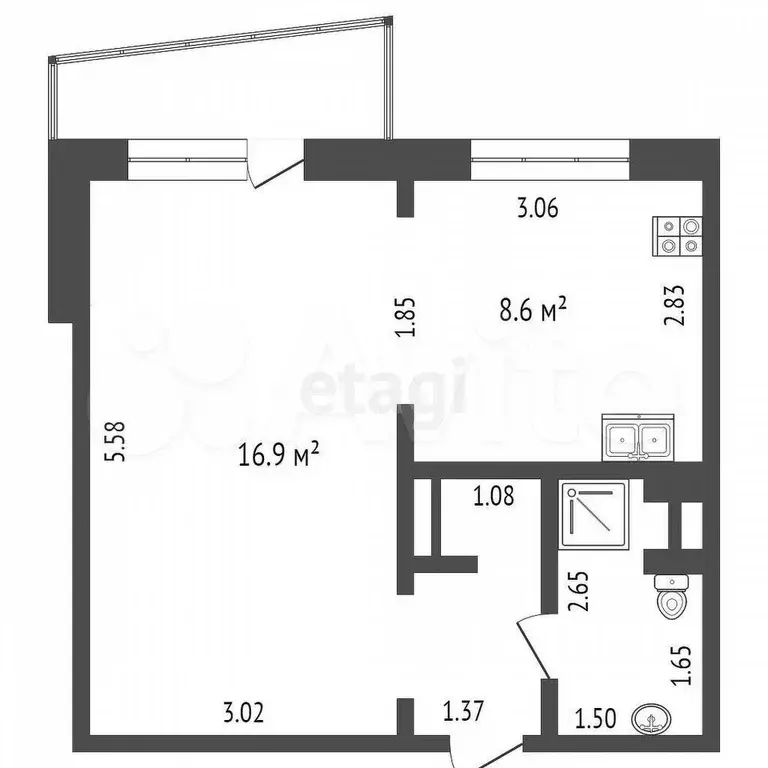 Квартира-студия, 32,4 м, 9/9 эт. - Фото 0