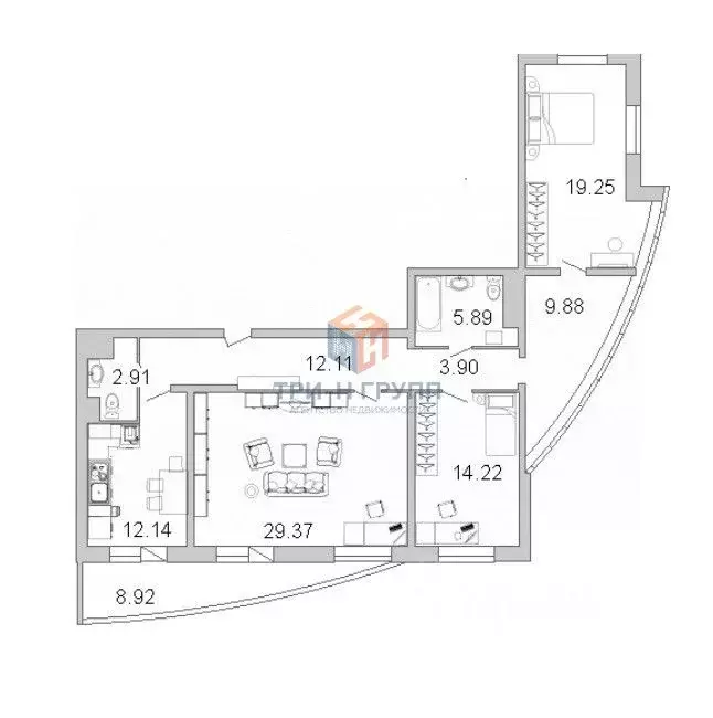 3-к кв. Санкт-Петербург просп. Просвещения, 43 (114.0 м) - Фото 2