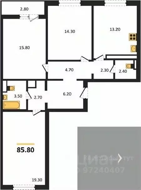 3-к кв. Воронежская область, Воронеж ул. Шишкова, 140Б/16 (85.8 м) - Фото 0