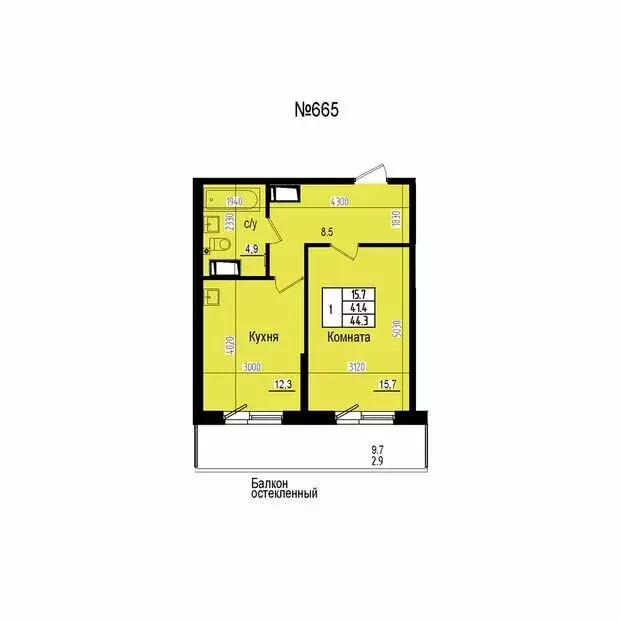 1-комнатная квартира: посёлок Парголово, Ольгинская дорога, 3/20 (44.3 ... - Фото 2