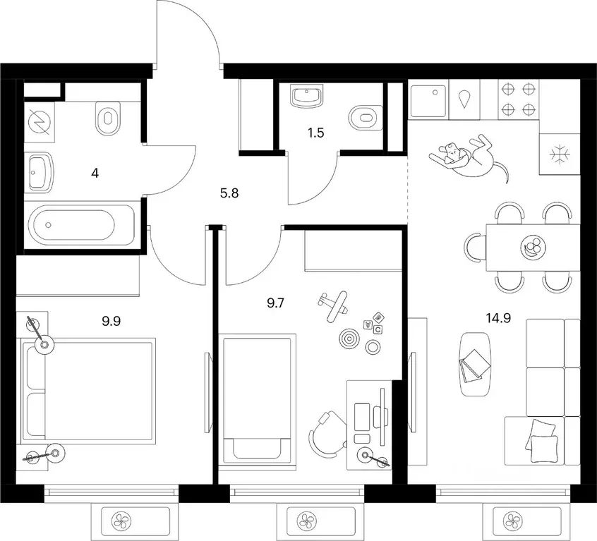 2-к кв. Московская область, Котельники Парковый мкр, Белая Дача Парк ... - Фото 1